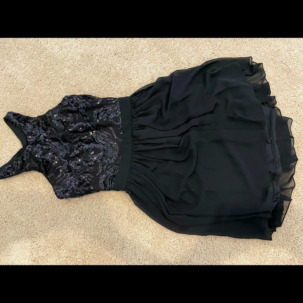 Black Sequin Short Prom Dress